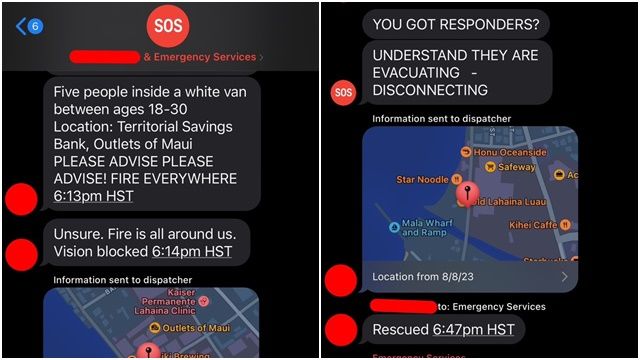 ▲▼夏威夷野火，手機沒訊號，毛伊島居民透過iPhone「SOS 緊急服務」求救成功。（圖／翻攝推特）