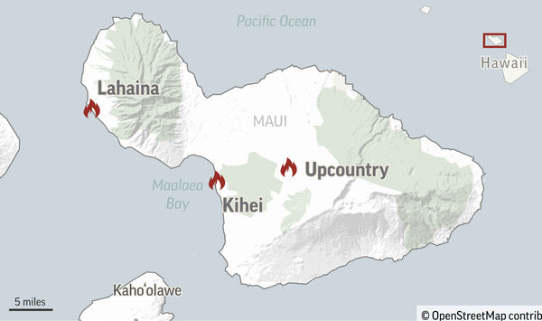 ▲▼美國夏威夷州毛伊島（Maui）遭野火襲擊。（圖／達志影像／美聯社）