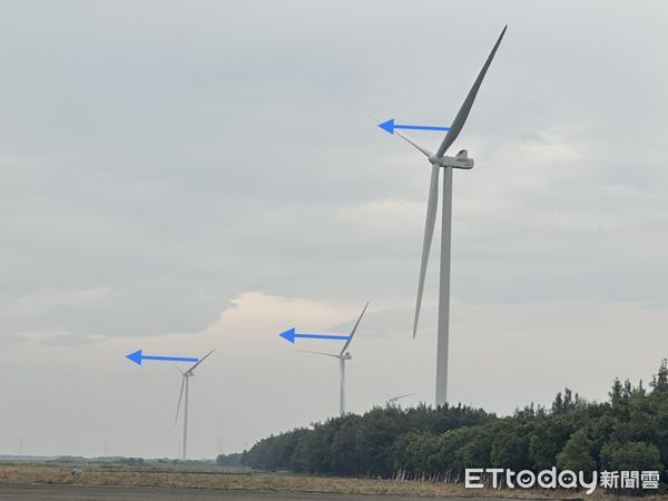 ▲達德能源建置6座於崙背鄉，為全台尺寸最大陸風機型。（圖／記者蔡佩旻翻攝）