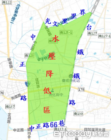 ▲自來水公司配合地政局開發南科特定區塊F、G徵收區段汰換管線工程，以提升台南市善化區供水穩定，將自8月22日上午9時起至23日上午8時止，停水施工23小時，籲請用戶可提前儲水備用。（圖／記者林東良翻攝，下同）