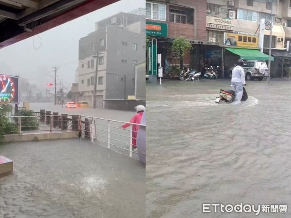 ▲▼高雄本館路發生嚴重積水。（圖／民眾提供）