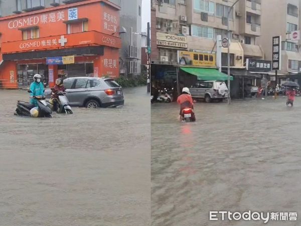 ▲▼高雄本館路發生嚴重積水。（圖／民眾提供）