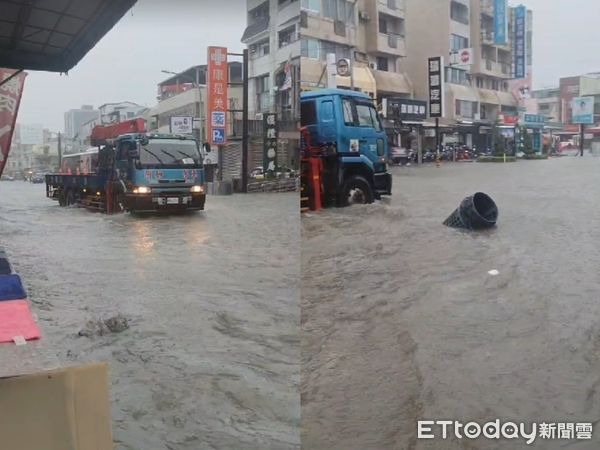 ▲▼高雄本館路發生嚴重積水。（圖／民眾提供）