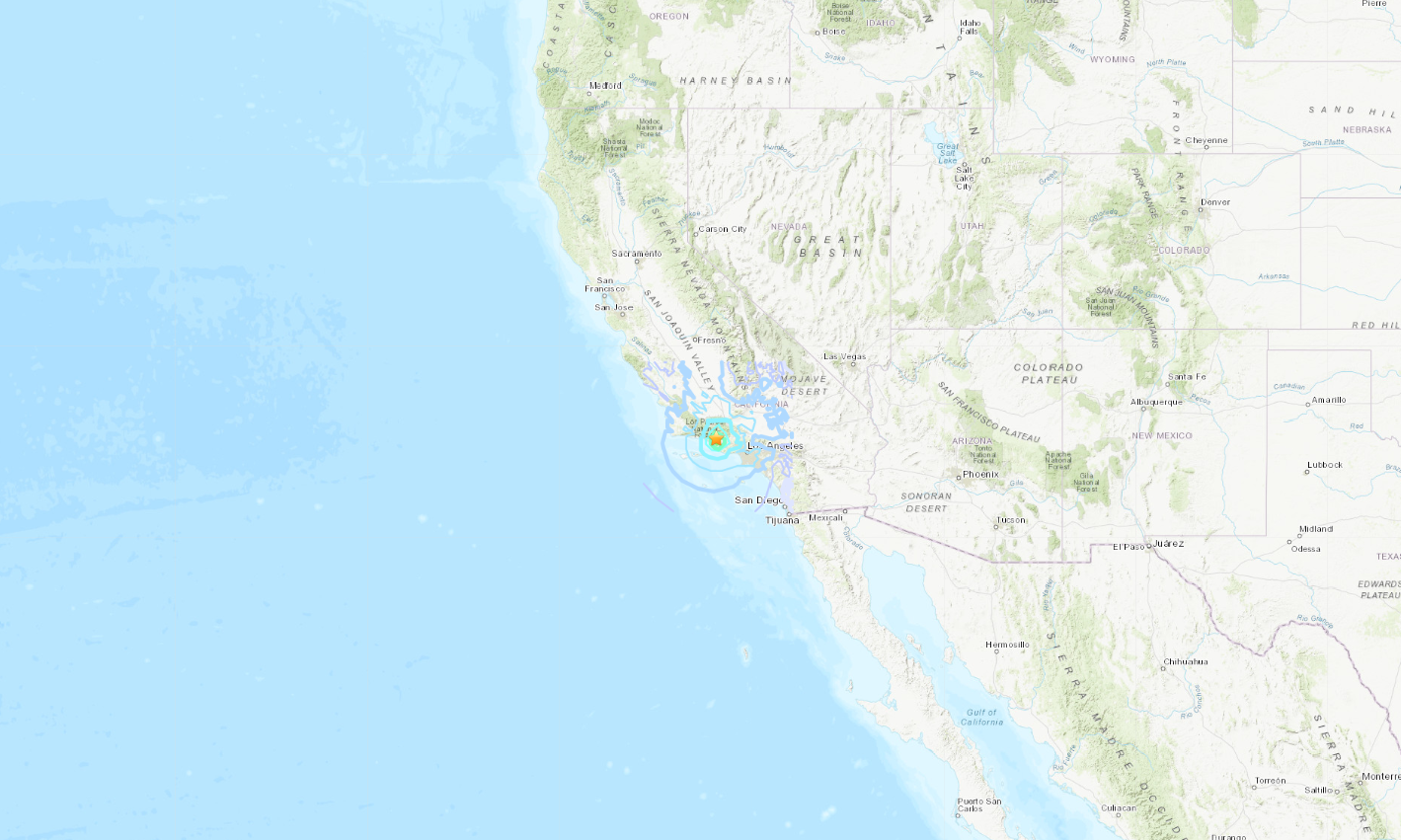 ▲加州發生5.1極淺地震。（圖／翻攝USGS）