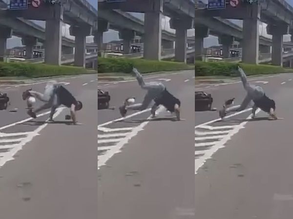 ▲▼飆車猴擦撞「開始跳Breaking」臉磨地　網看細節兩騎士都罵。（圖／翻攝爆廢公社二館）