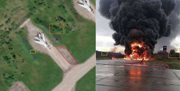 ▲▼俄羅斯Tu-22M3轟炸機被燒毀。（圖／翻攝自Militarnyi）