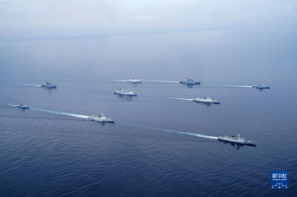 ▲▼中俄海軍艦隊在「北部·聯合-2023」演習中，航經日本某海域。（圖／翻攝自《新華社》）