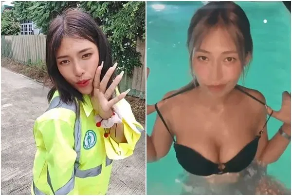▲▼泰國27歲女子帕塔拉蒙（Pattaramon Thocharoen）被譽為最美清潔工。（圖／翻攝自TikTok／@241262bp）
