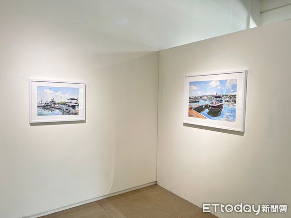 ▲「海風亞果-2023鄭京水彩個展」將在8月23日至9月6日於台南東門美術館展出，展出題材為亞果遊艇碼頭的風景系列作品30餘幅。（圖／記者林東良攝，下同）