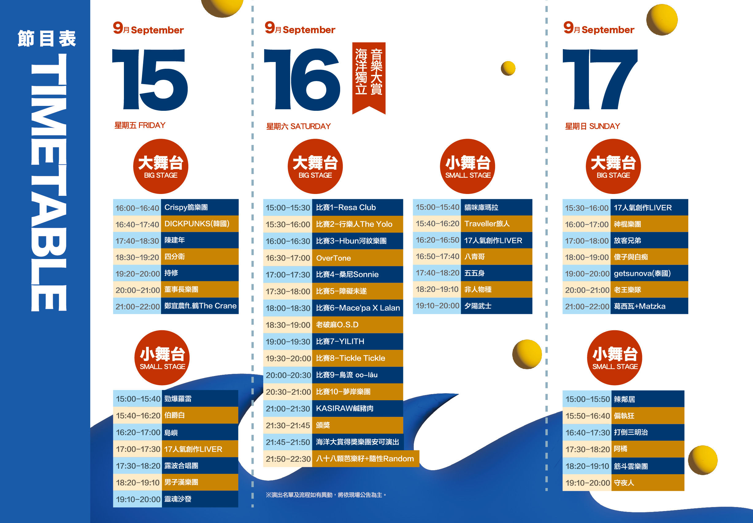 ▲新北市貢寮國際海洋音樂祭活動照及卡司名單、演出時間表。（圖／新北市觀旅局、2018年資料照，照片由存摺攝影提供）