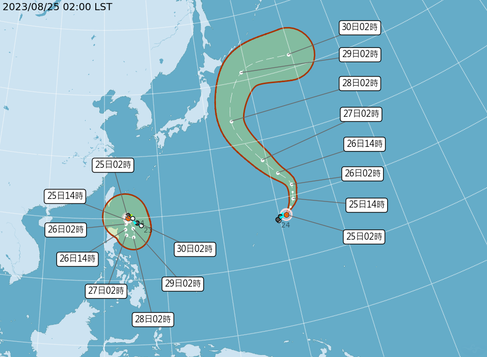 ▲▼蘇拉颱風路徑圖。（圖／中央氣象局）