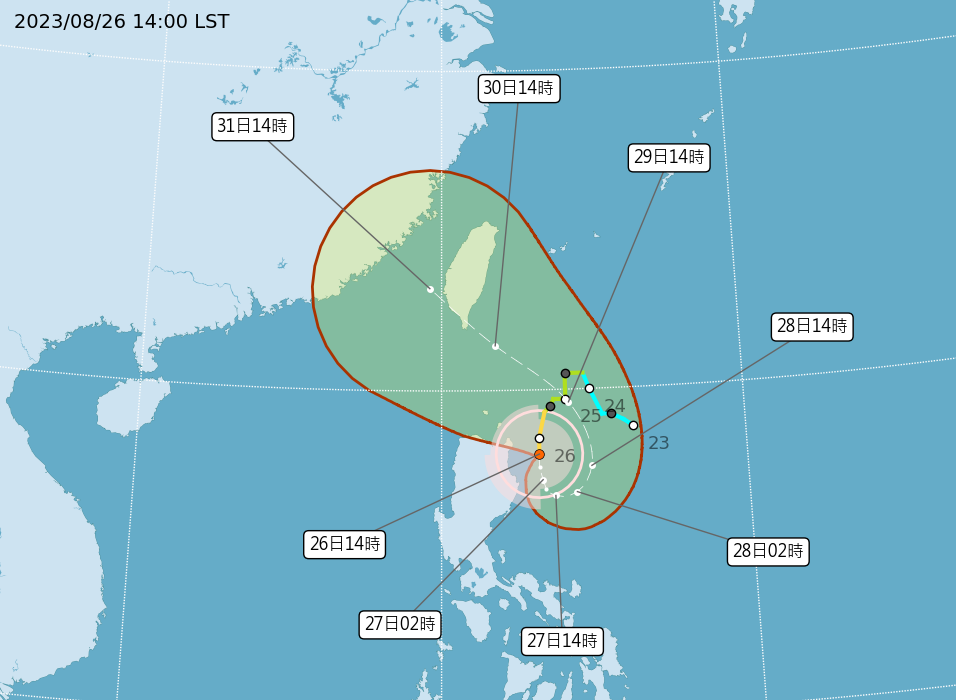 ▲▼蘇拉颱風最新位置。（圖／氣象局）