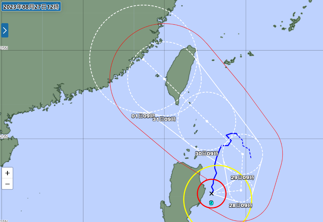 ▲▼日本氣象廳颱風蘇拉預測路徑。（圖／翻攝自日本氣象廳）