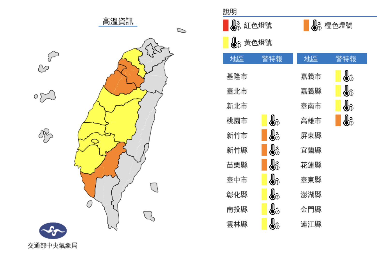 ▲▼氣象局發布高溫資訊。（圖／氣象局）