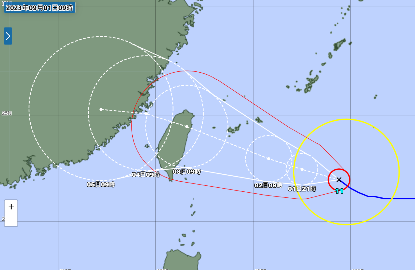 ▲▼日本氣象廳預測海葵路徑。（圖／翻攝自日本氣象廳）