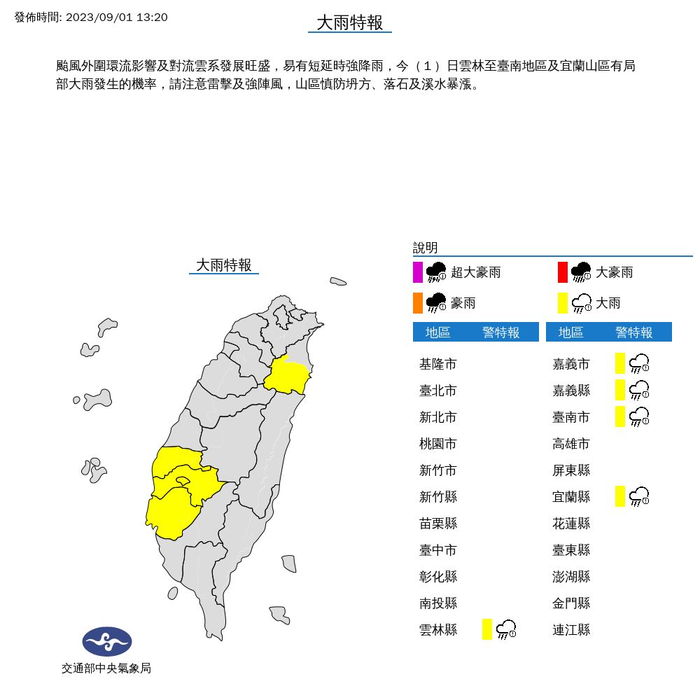 ▲大雨特報