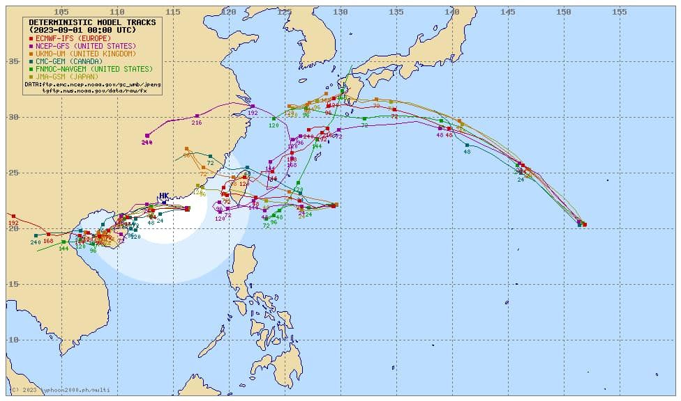 ▲▼海葵颱風美國、歐洲預測路徑。（圖／翻攝臉書／賈新興）