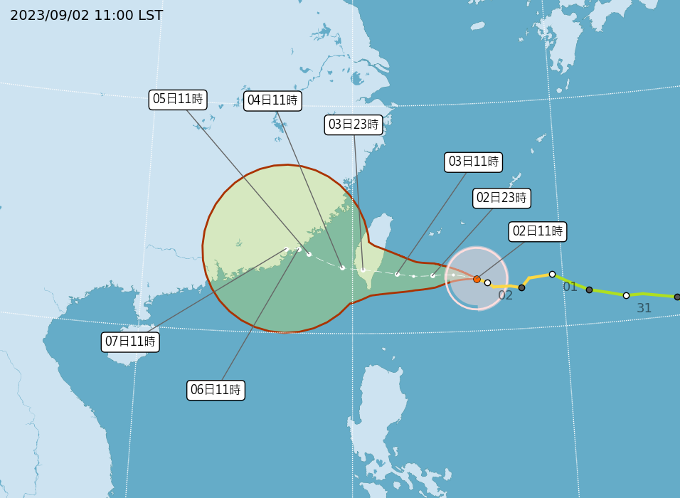 ▲▼氣象局11:30針對海葵颱風發布陸上警報。（圖／氣象局）