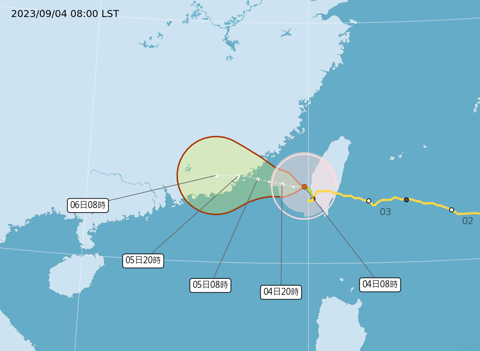 ▲▼海葵颱風今上午8點最新位置。（圖／氣象局）