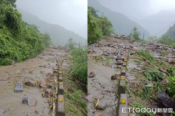 ▲宜蘭南澳碧候溫泉聯外道路發生土石流災情，無法通行。（圖／記者游芳男翻攝）