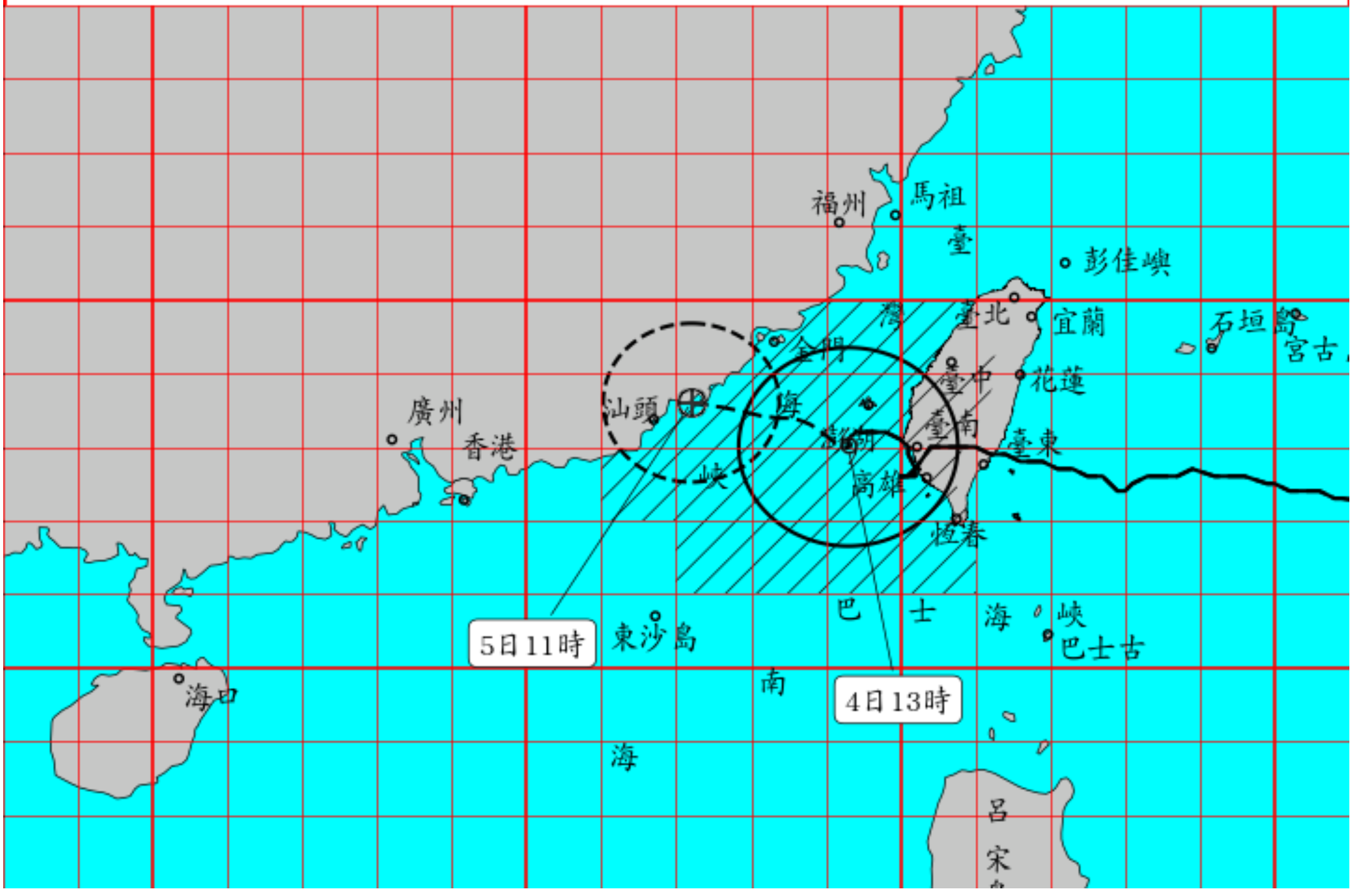 ▲▼海葵颱風今下午13時位置。（圖／氣象局）