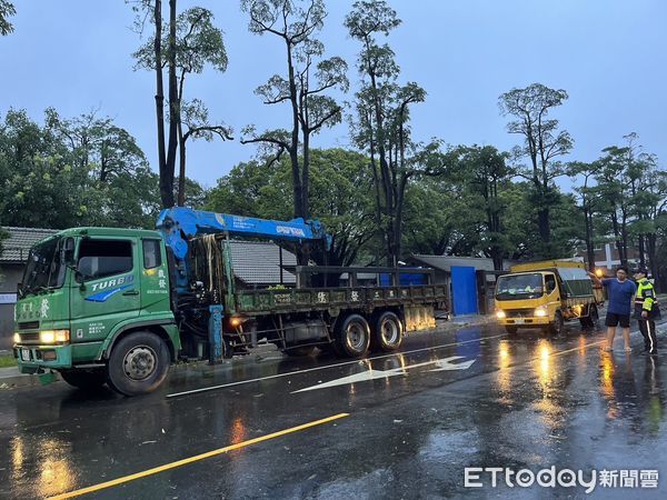 ▲▼海葵強風吹垮高雄路樹「命中駕駛座」　1男頸部受傷送醫。（圖／記者賴文萱翻攝）