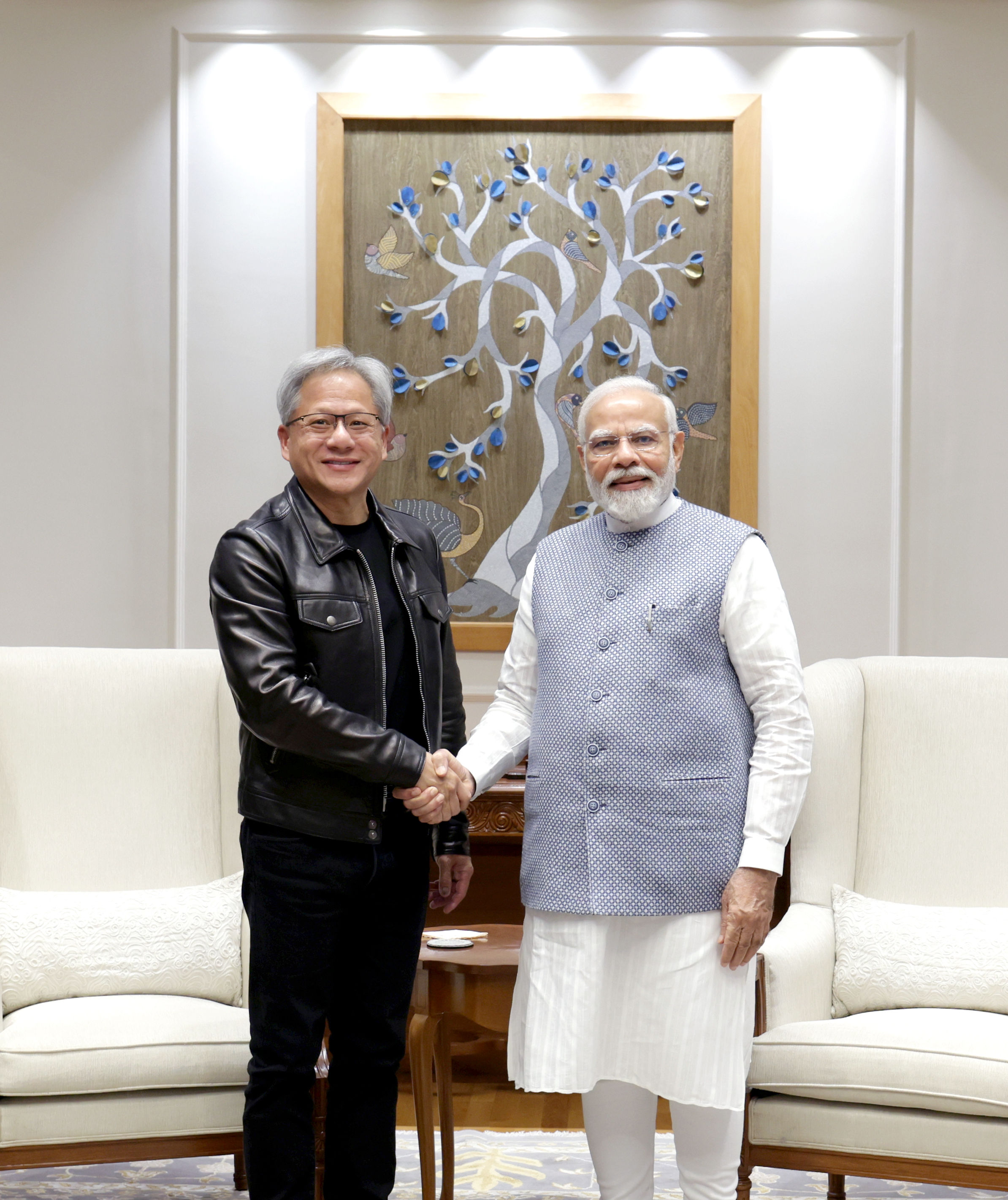 ▲輝達黃仁勳與印度總理莫迪會晤。（圖／翻攝印度總理莫迪推特）