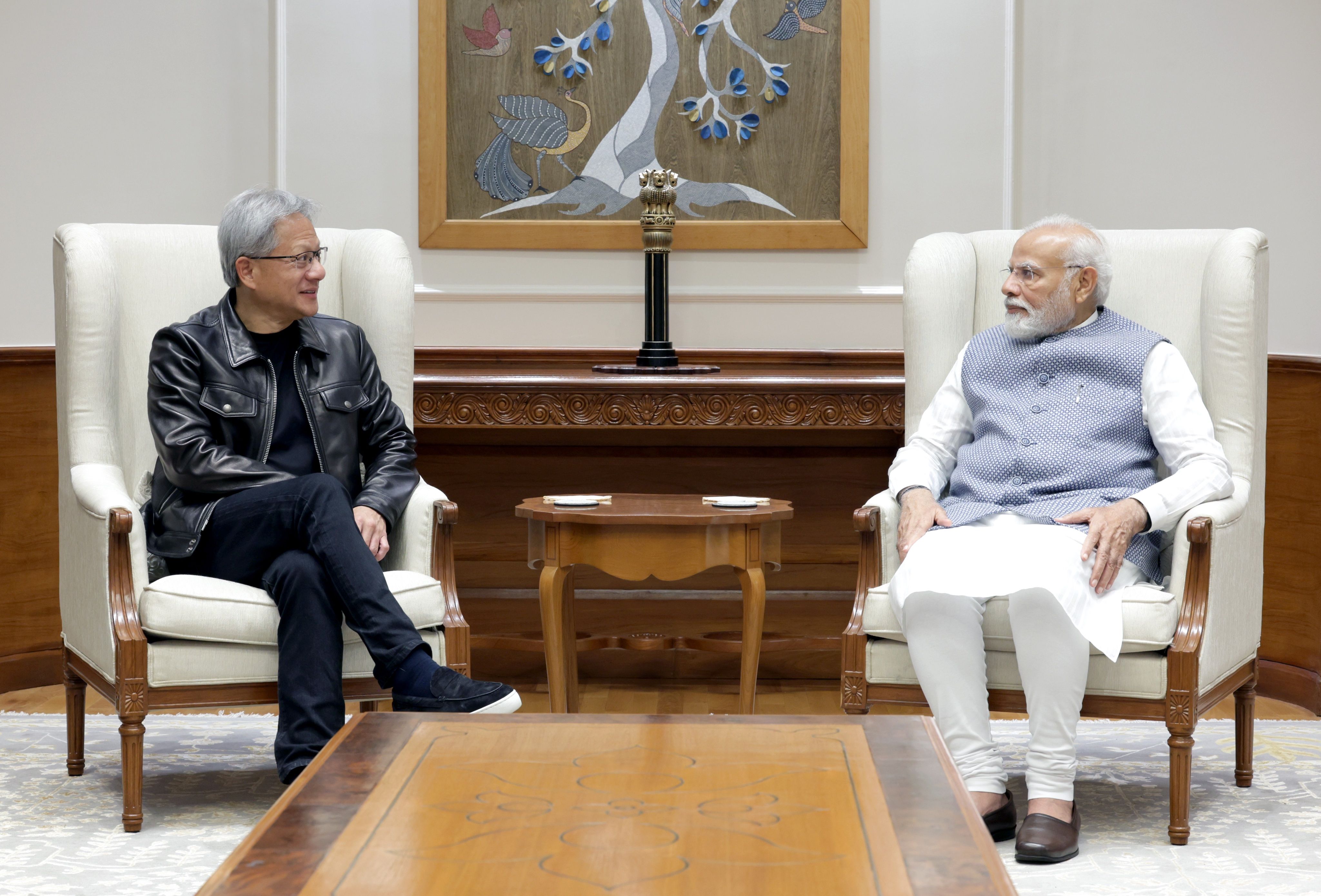 ▲輝達黃仁勳與印度總理莫迪會晤。（圖／翻攝印度總理莫迪推特）