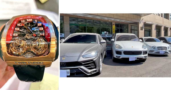 「澳洲USG期貨」詐團10年吸金逾249億元，李董擁有藍寶堅尼休旅、賓利等豪車，他收藏的一只「捷克寶」名錶市價1500萬元。（圖／翻攝畫面）