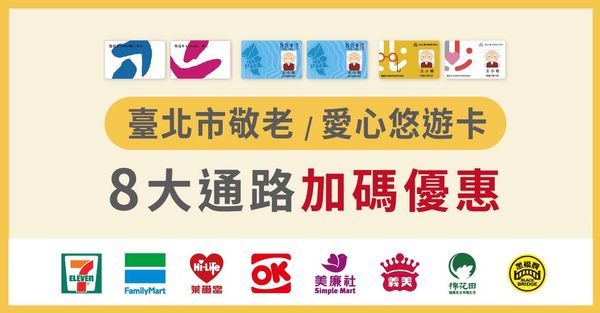 ▲▼9月7日是台北市敬老卡靠卡領取敬老禮金的最後期限，且消費優惠也將同時截止。（圖／悠遊卡公司提供）