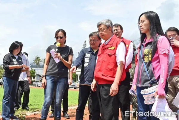 ▲陳院長5日視察「海葵颱風台東縣學校受災情形」。（圖／記者楊漢聲翻攝）
