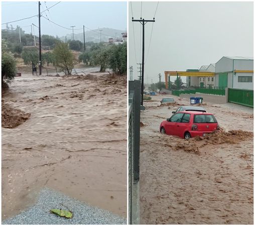▲▼希臘中部城市佛洛斯（Volos）遭遇洪水災情。（圖／路透）
