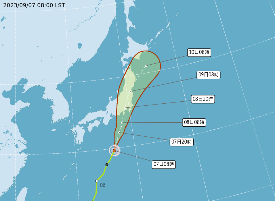 ▲鴛鴦颱風往日本移動。（圖／氣象局）