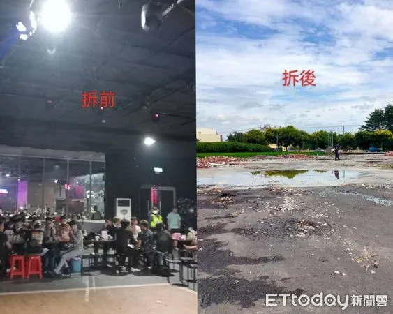 ▲彰化溪湖鳳凰會館移工聚集喧鬧滋事，違建拆除。（圖／記者唐詠絮翻攝）