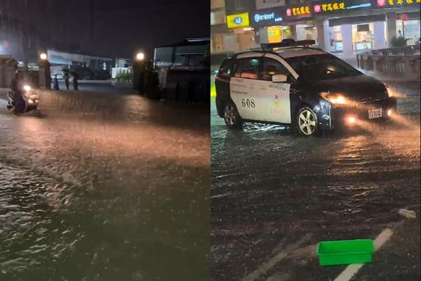 ▲▼嘉義暴雨，火車站鐵軌變漂漂河。（圖／翻攝《記者爆料網》）