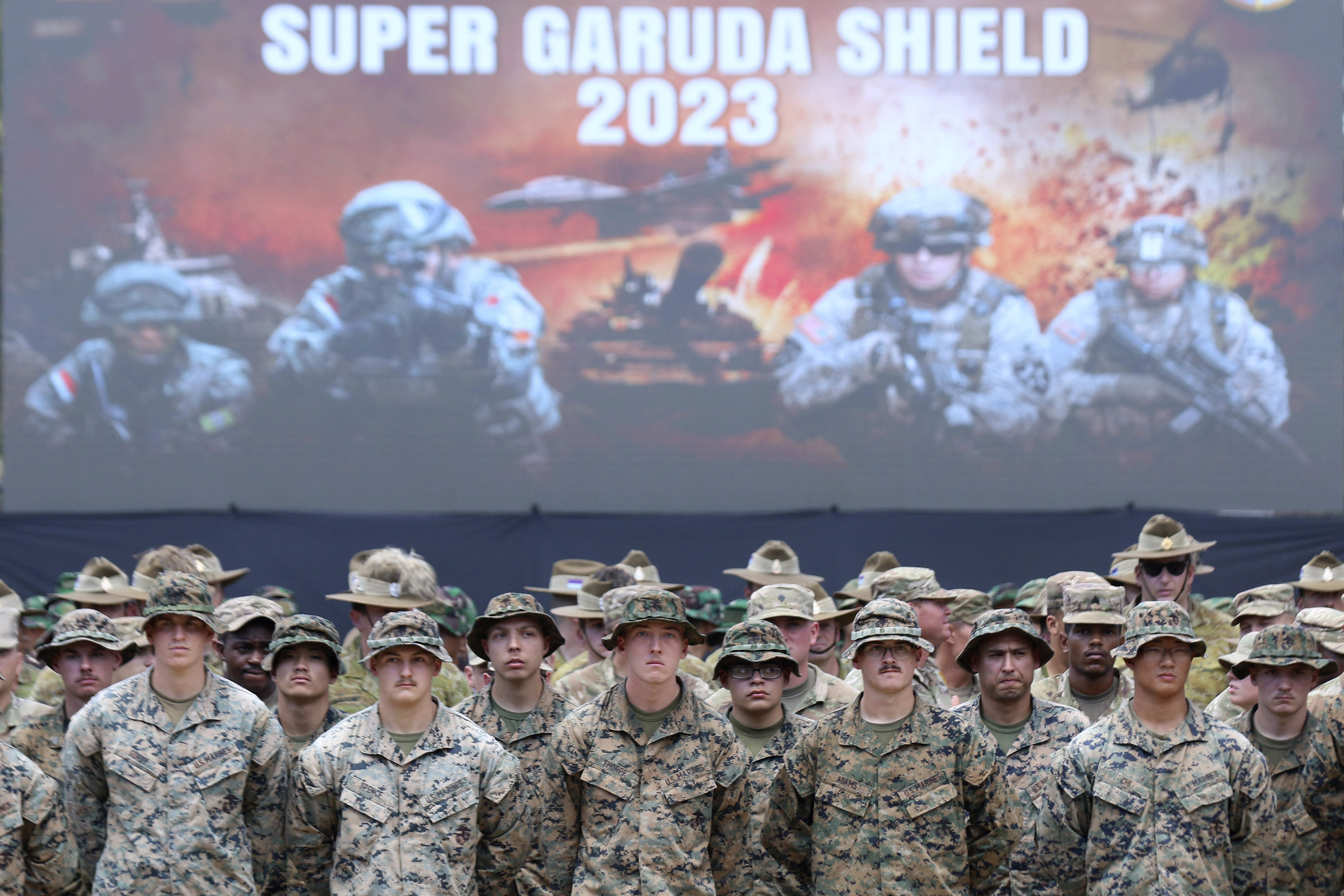 ▲美、澳等盟國在印尼展開「超級嘉魯達之盾」（Super Garuda Shield）軍演。（圖／達志影像／美聯社）