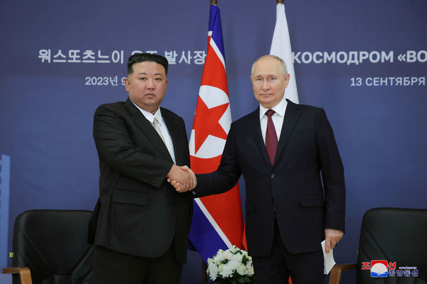 ▲▼ 北韓最高領導人金正恩出訪俄羅斯，與俄總統普丁進行會談。（圖／路透）
