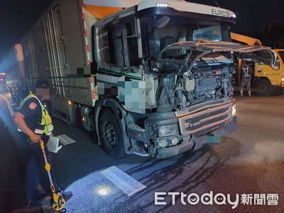 國1永康路段自小客故障「聯結車剎不住連撞2車」　2人受傷送醫