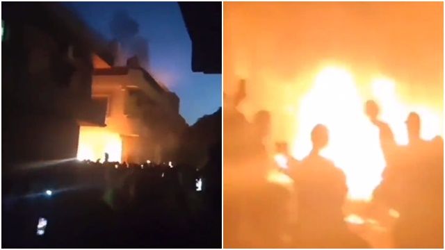▲▼利比亞洪災，德納市（Derna）居民示威，縱火燒毀市長宅邸（圖／翻攝X）