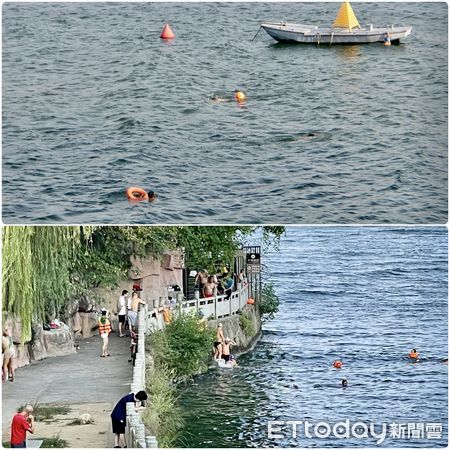 ▼書院旁的湘江是酷夏下衡陽市民消暑游泳的好去處。（圖／記者趙禕攝）