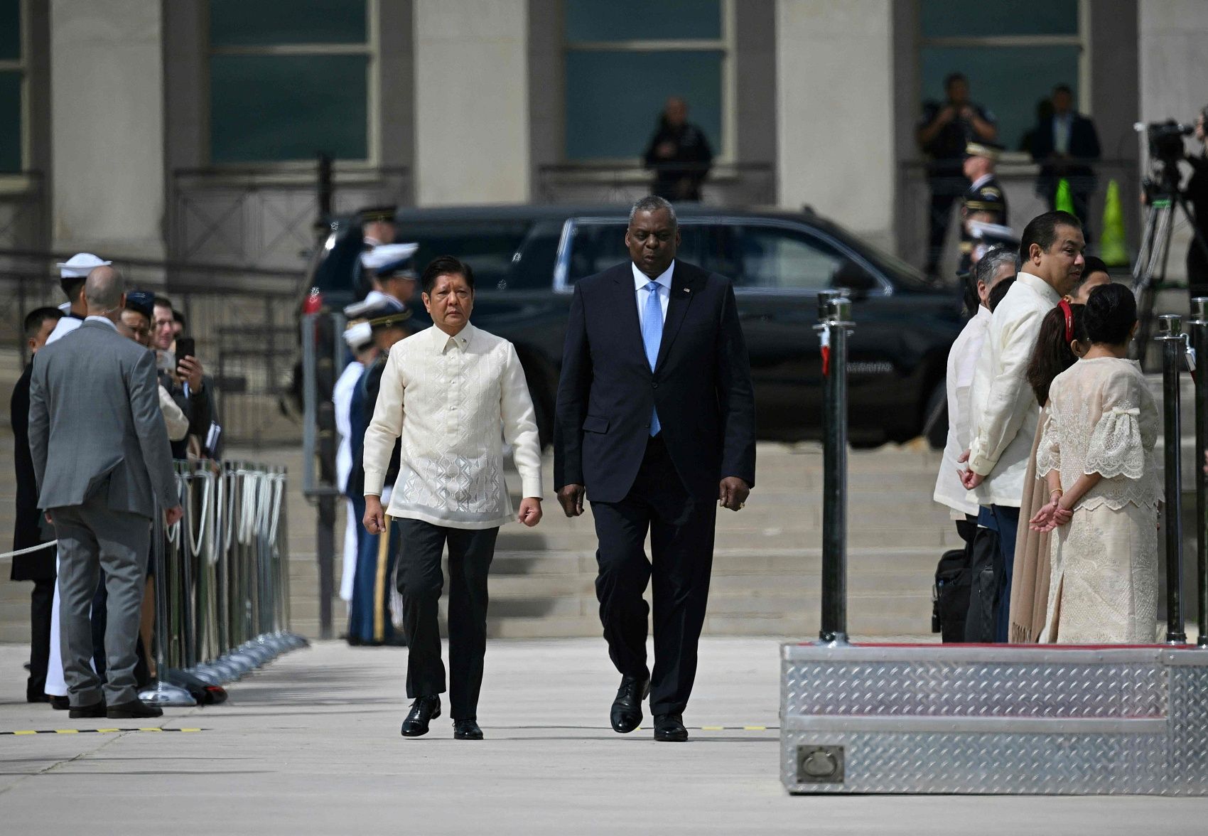▲▼ 美國國防部長奧斯汀5月在五角大廈與菲律賓總統小馬可仕見面。（圖／CFP）