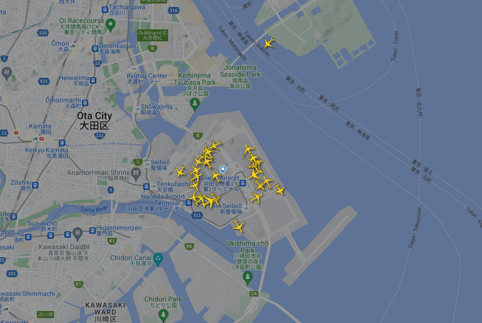 ▲▼東京羽田機場飛機延遲。（圖／翻攝自flightradar24）