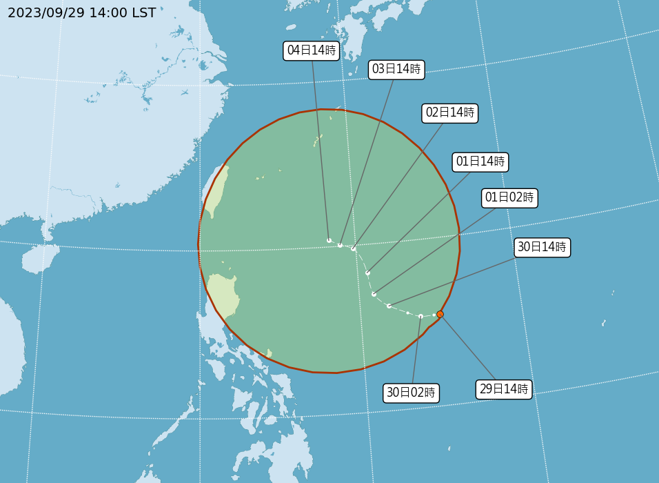 ▲▼菲律賓東方的熱帶性低氣壓有機會成為今年第14號颱風「小犬」。（圖／氣象署）