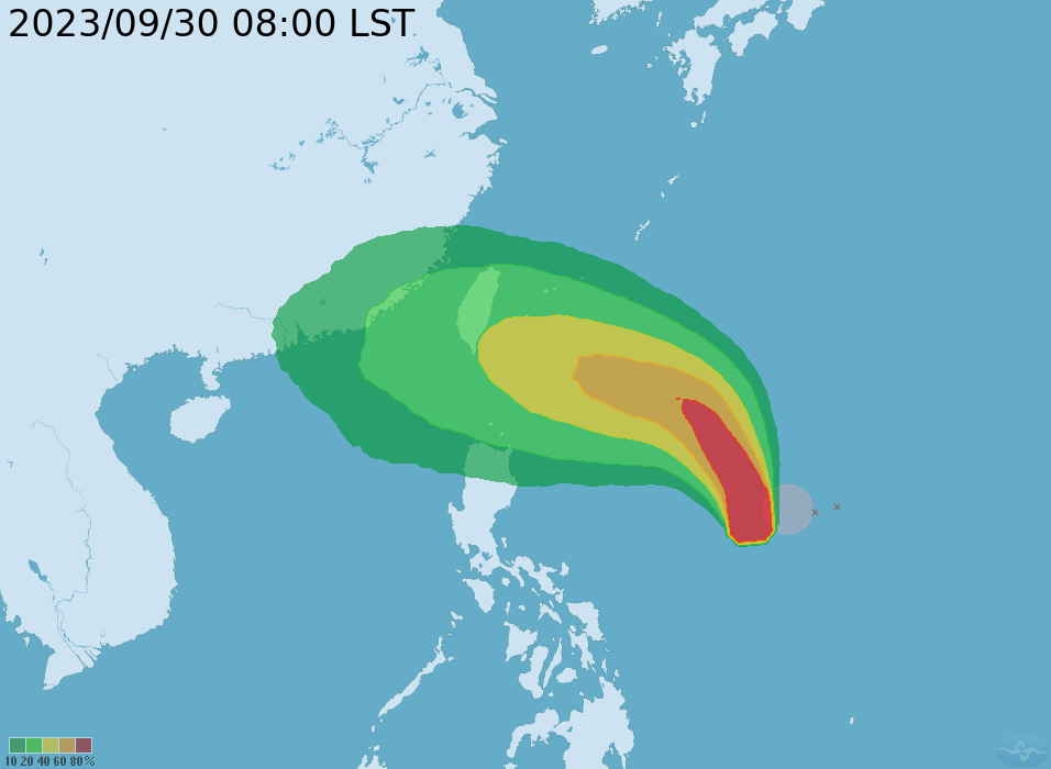 ▲▼小犬颱風上午8時最新位置及路徑預測。（圖／氣象署）