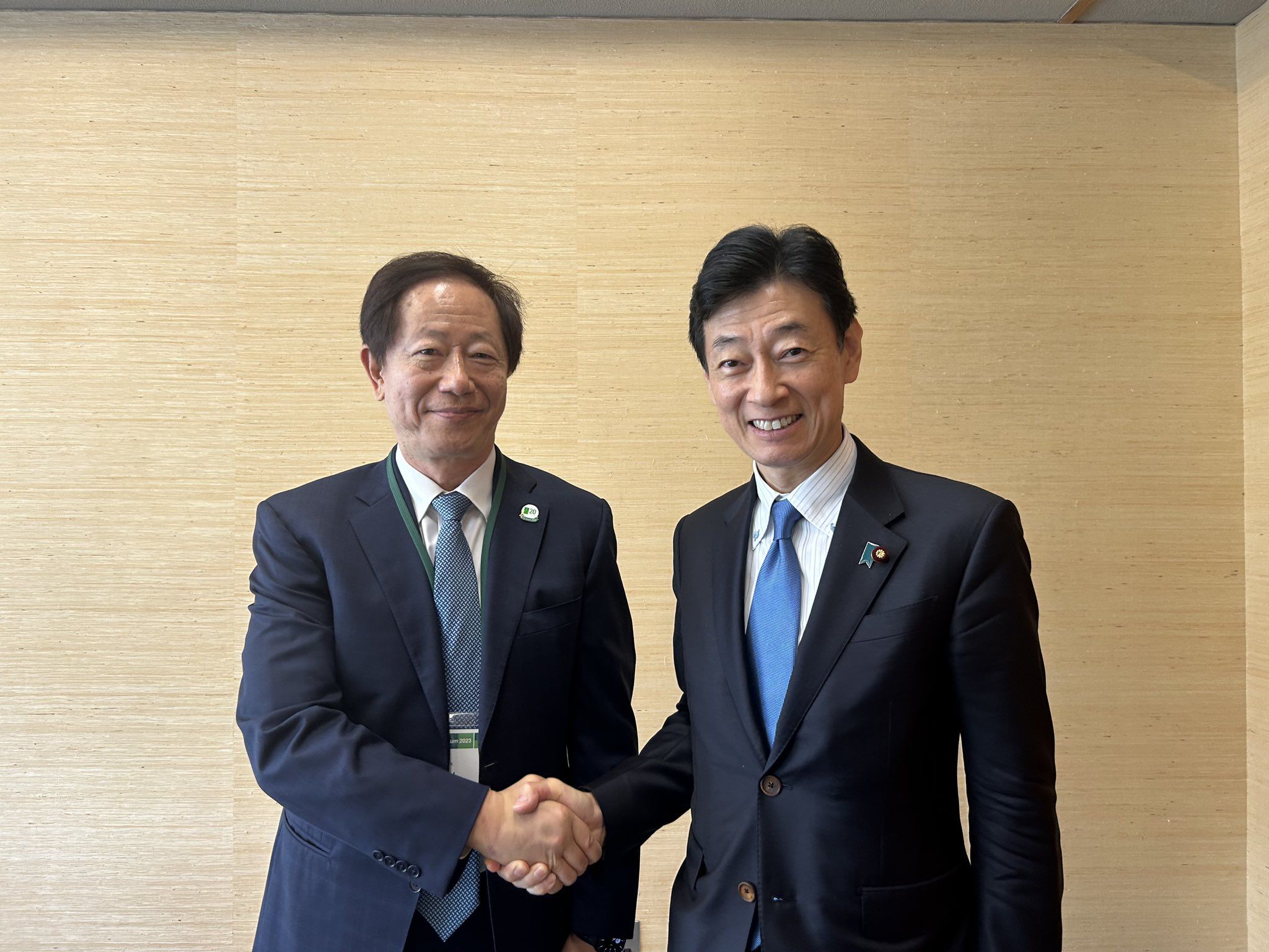 ▲▼日本經濟產業大臣西村康稔（Yasutoshi Nishimura）和台積電董事長劉德音會面。（圖／取自西村康稔X）