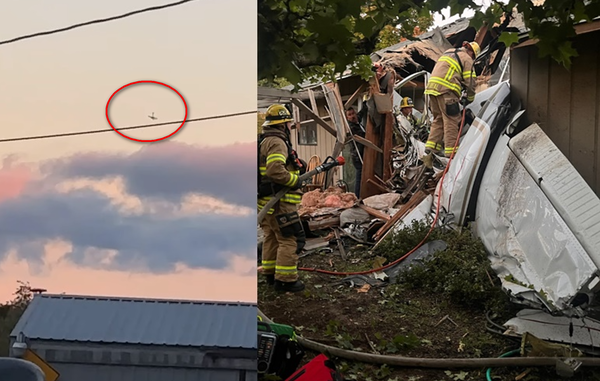 網瘋傳小飛機空中突然急速下墜　墜毀民宅屋頂「2人當場死亡」。（圖／翻攝自Facebook）