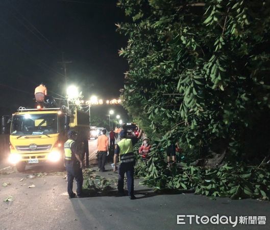 ▲小犬襲台路況多，雲林警奔波排除籲民眾少出門。（圖／記者蔡佩旻翻攝）