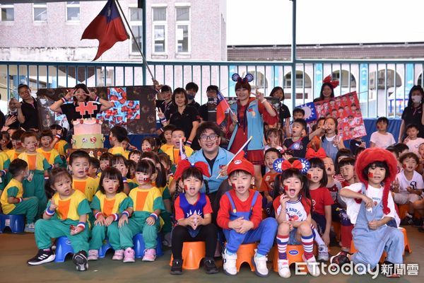 ▲▼花蓮市立幼兒園在國慶連假前夕舉辦「雙十國慶」主題教學活動。（圖／花蓮市公所提供，下同）