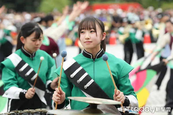 ▲▼國慶大會學生樂旗交流演出，「翡翠騎士」日本東京農業大學第二高等學校吹奏部。（圖／記者李毓康攝）