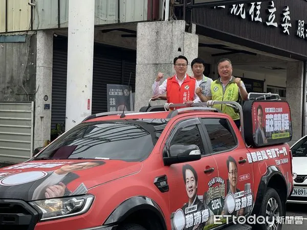 ▲拚連任！台中第五選區立委莊競程皮卡戰車亮相。（圖／記者游瓊華翻攝）